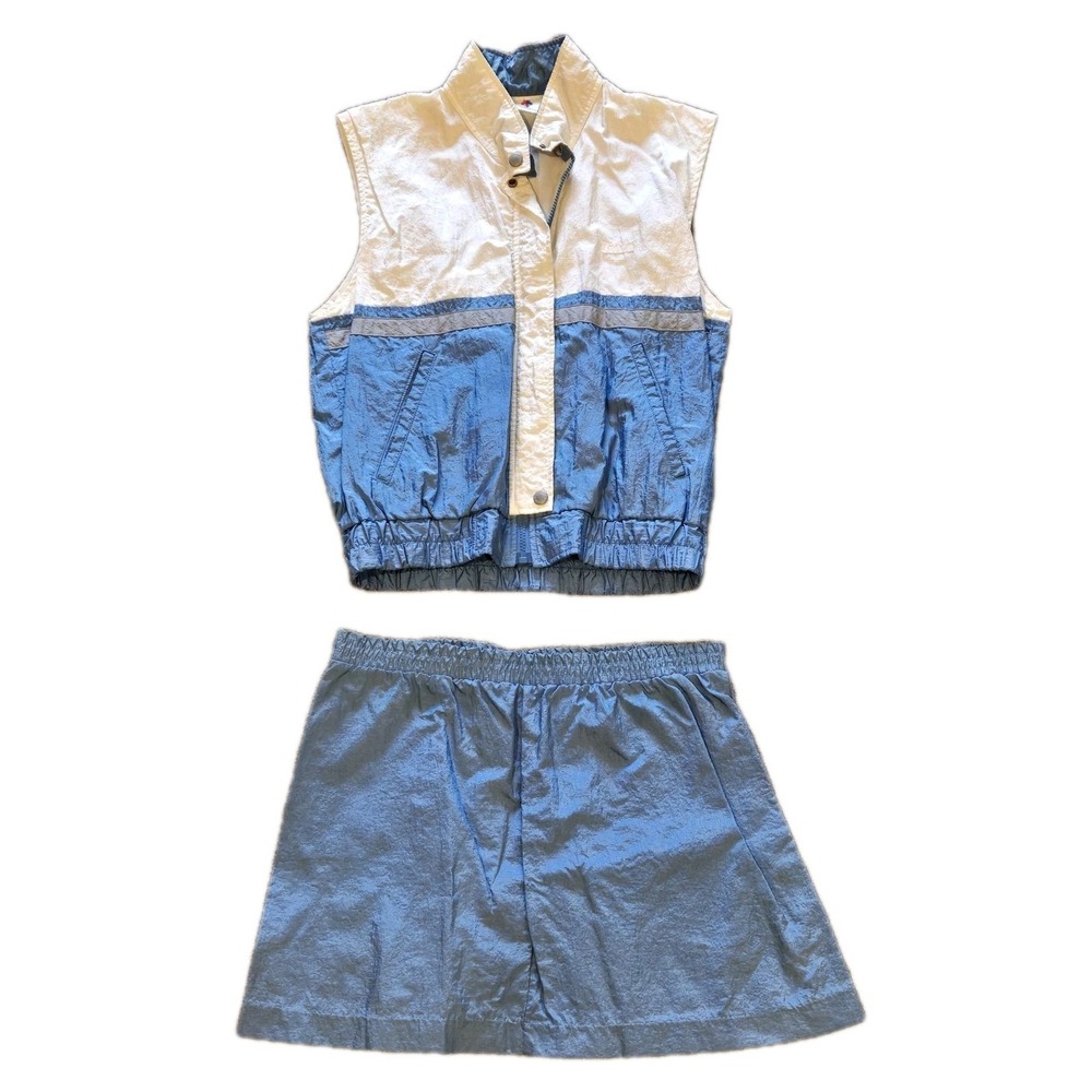 VTG 80s Descente Track Set‎ Mens Small Vest Shorts Colorblock Windbreaker Japan